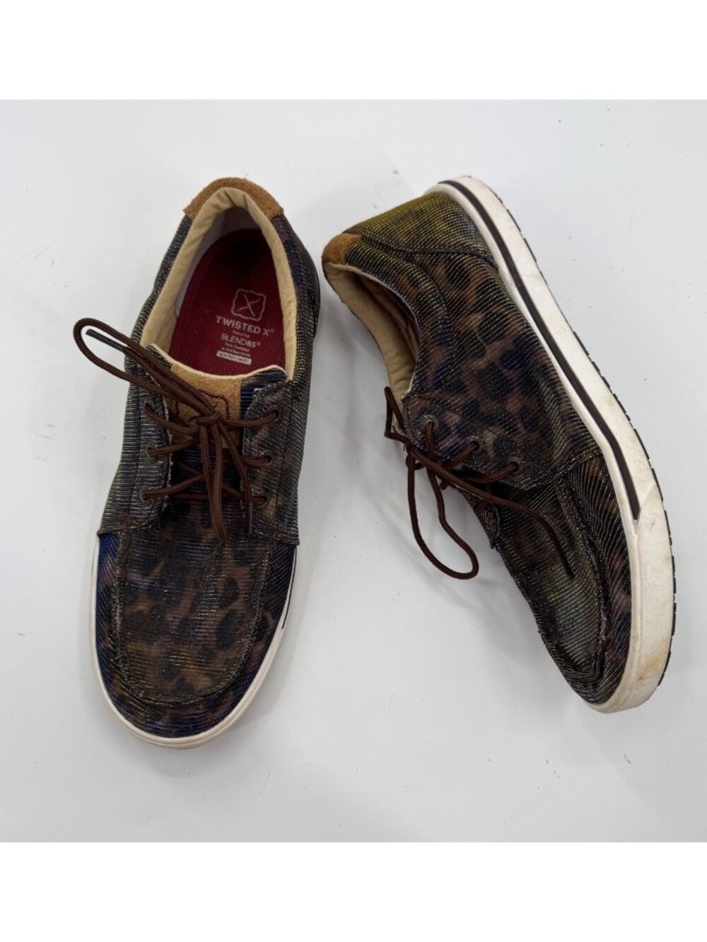 Twisted X Kicks Size 9M Leopard Print Casual Lace-Up Shoes With Textile Uppers &